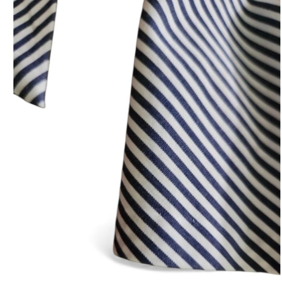 Talbots Navy White Stripe Sleeveless Tie Waist Shirt Dress Knee Length Women Sz8 - Picture 4 of 9